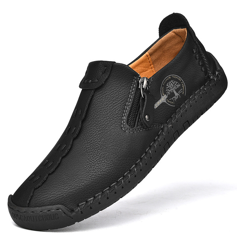 Nuevos zapatos casuales de primavera transfronterizos zapatos de cuero con cremallera de tamaño grande para hombres zapatos de Lefour de tamaño grande hechos a mano image 7