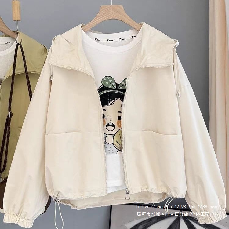 Hooded Fashion Jacket 2026 Spring/Autumn New Style Petite Loose Casual Jacket Top Short Windbreaker
