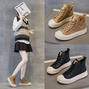 Retro short boots Women's genuine leather 2023 autumn and winter New versatile casual high-top shoes women's fleece-lined thick bottom plus size single-layer shoes