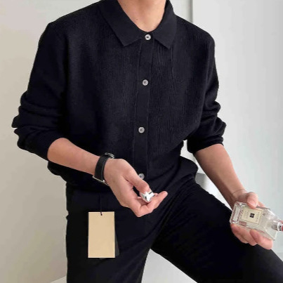 Korean lapel single-breasted sweater for autumn and winter new simple casual loose cardigan sweater outer for boys