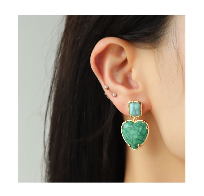 1 Pair Simple Style Classic Style Heart Shape Inlay Zinc Alloy Gem Drop Earrings display picture 3