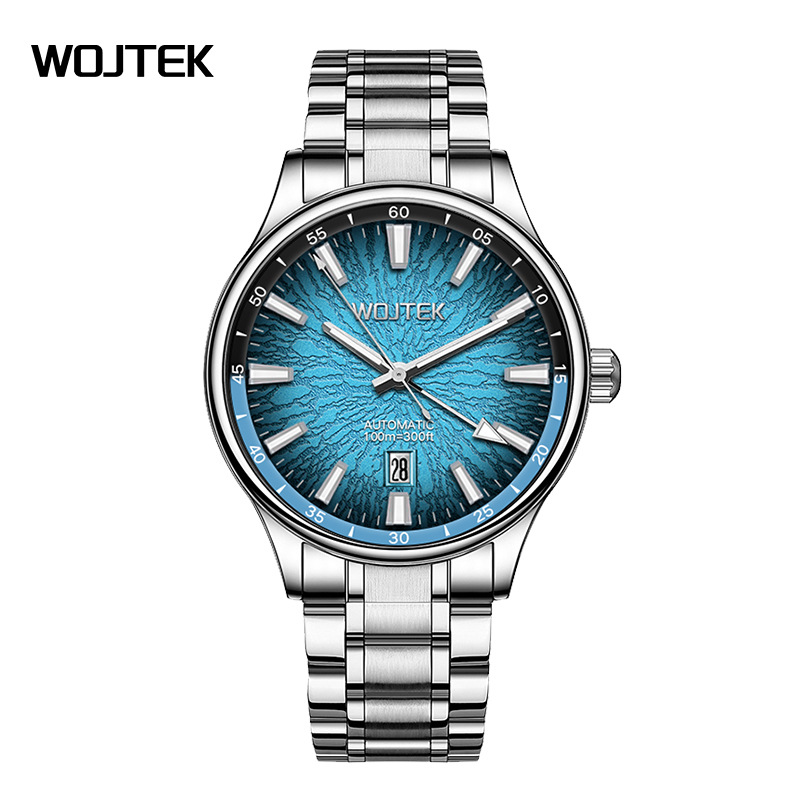 Fission Series-Wojtek Men's Automatic Mechanical Watch Business Waterproof Steel Band Fashion Luminous Calendar Watch