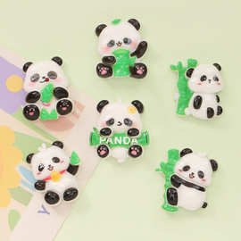 可爱卡通小熊猫 diy奶油胶手机壳发卡鞋扣冰箱贴玩具树脂饰品配件