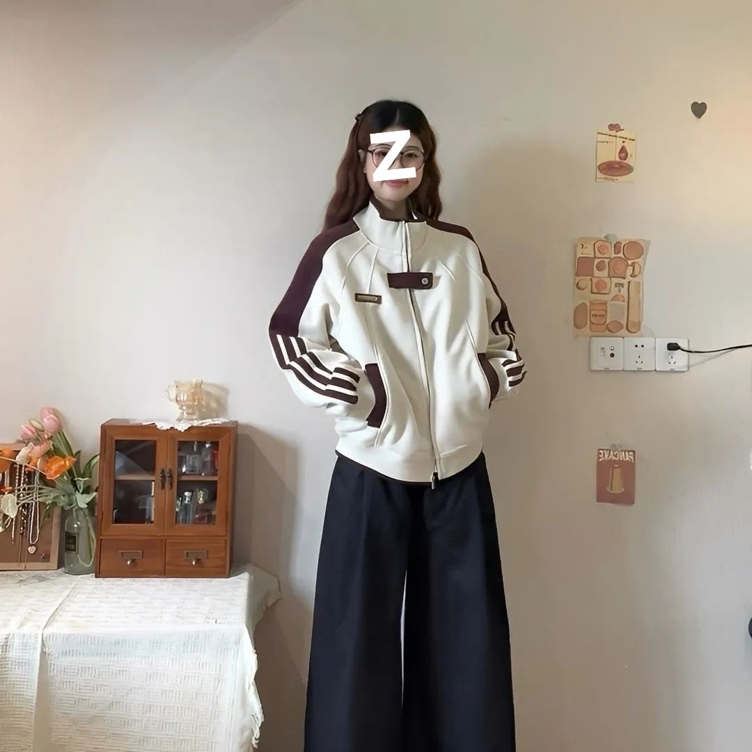 Korean-style college fashion sweatshirt jacket, 2025 autumn new chic simple loose baseball cardigan jacket