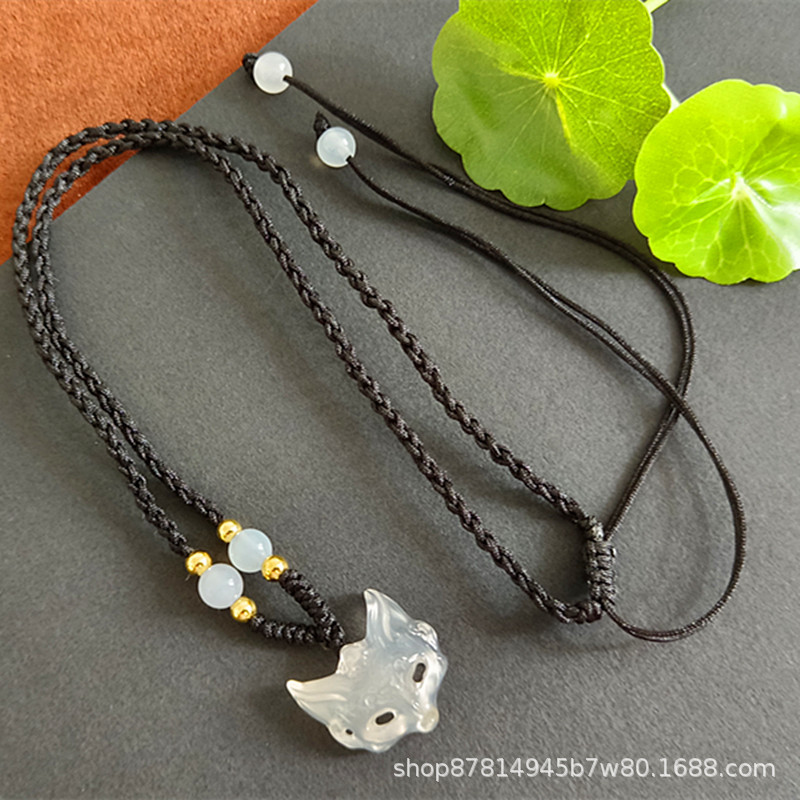 화이트 칼세도니 여우 마스크 2호 로프 (19*20mm)