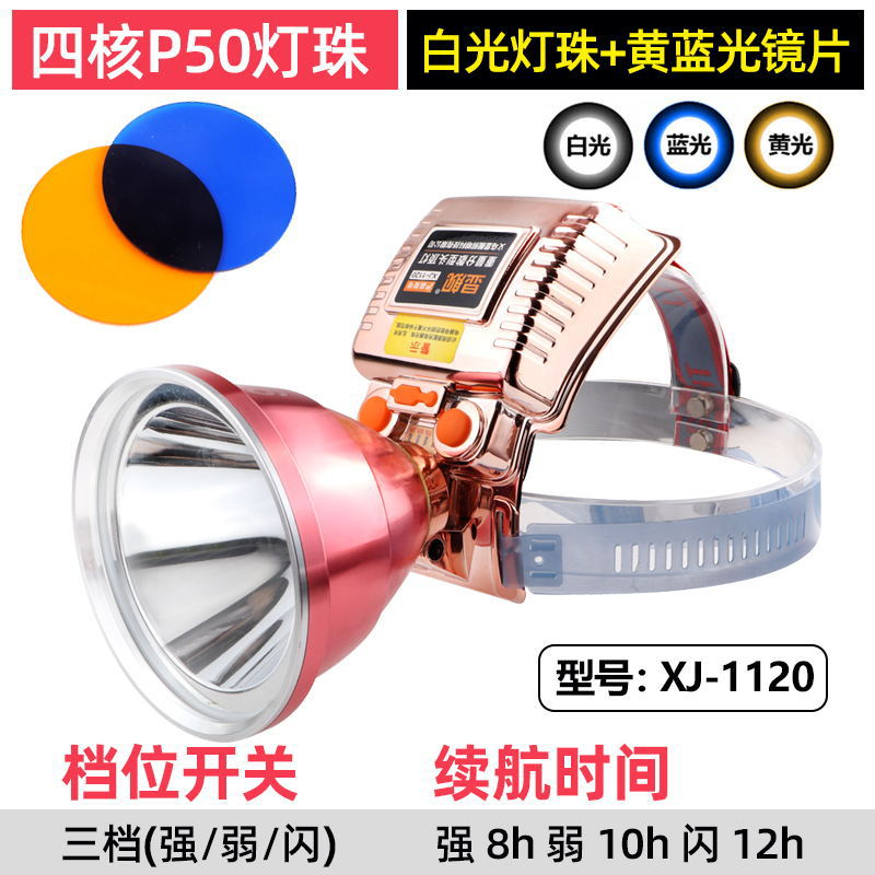 Cañón láser Luz de pesca nocturna Faros de alta potencia Luz fuerte Carga al aire libre Ultra brillante Linterna de largo alcance Lámpara de minero de batería de litio