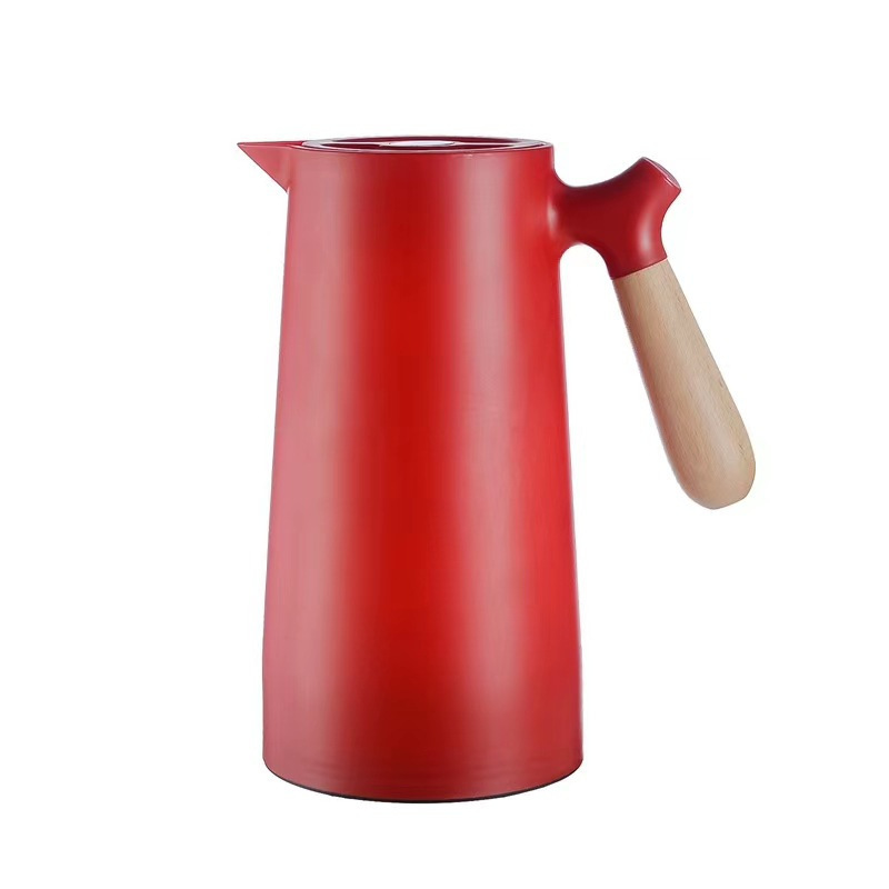 Hervidor térmico estilo europeo, cafetera térmica con mango de madera, botella térmica con logo personalizado