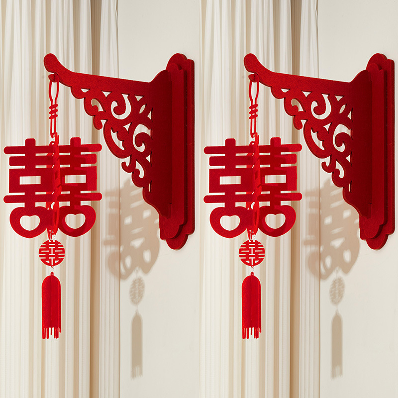 _wall hanging + heart-to-heart lanterns (1 pair, 2 pieces) [thickened red]