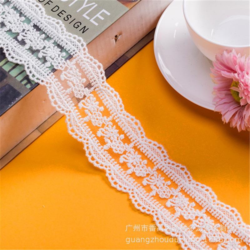 1015083DIY童装女装服装内衣辅料蕾丝花边网纱电脑刺绣宽5厘米