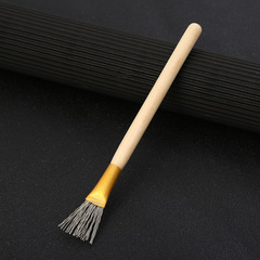 陶泥工具金屬鋼絲刷泥塑紋理文玩木柄鋼絲刷除鏽刷子清潔陶藝工具