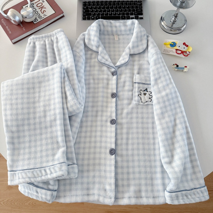 珊瑚绒睡衣女冬天加绒可爱少女网红风秋冬季新款法兰绒家居服批发|undefined