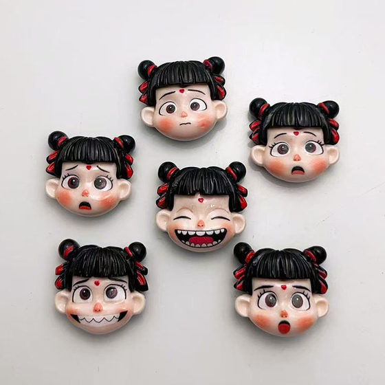 Medium Nezha 2 Cartoon Doll Resin Material DIY Mobile Phone Case Hair Ring Headline Jewelry Hole Shoes Shoe Buckle Accessories