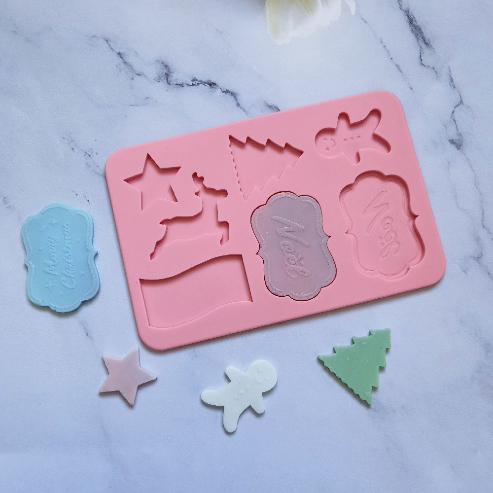 7 tarjetas de Navidad 71 molde de silicona pastel helado pudín molde de postre jabón utensilios