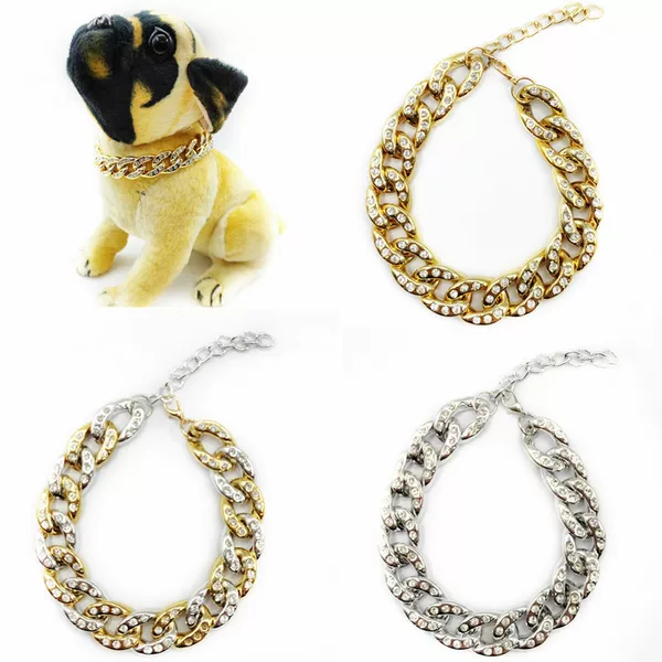 Factory new foreign trade pet necklace Teddy method Dou bully cat diamond gold chain dog gold chain spot