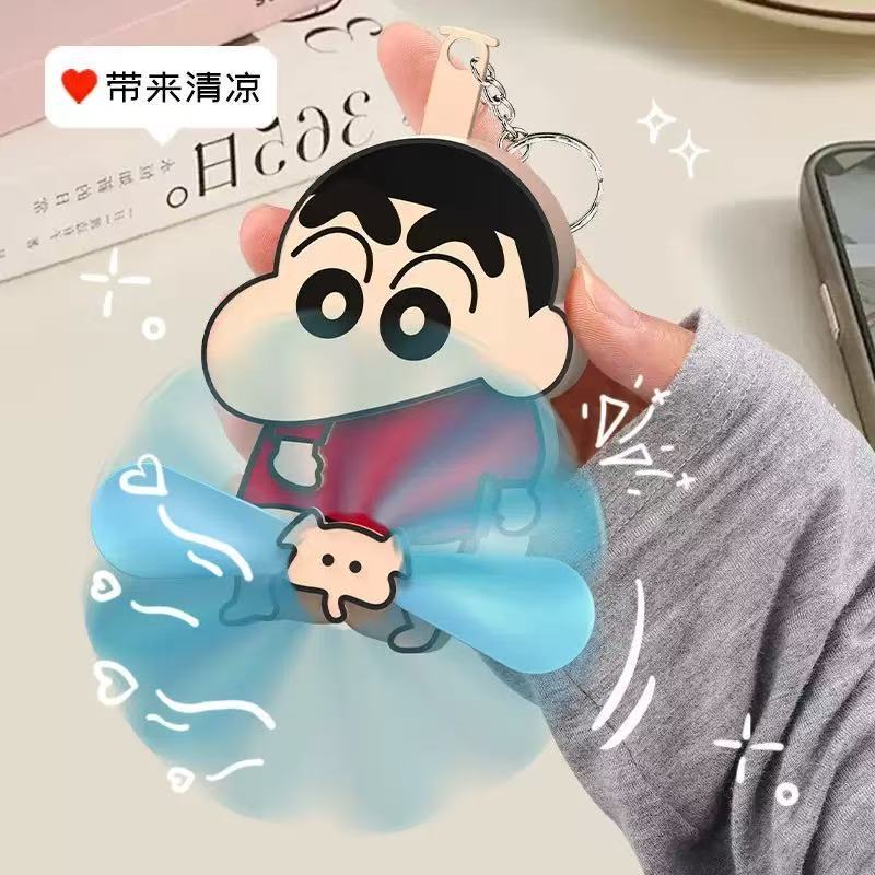 クレヨンしんちゃん 象 プレスファン 面白い学生 ポータブルファン キーホルダー ペンダント 楽しい手回しファン|undefined