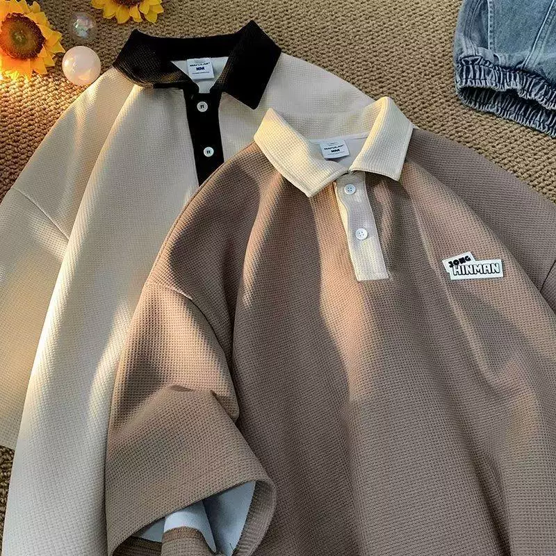 Поло летнего дизайна Tide, с коротким рукавом, oversize, тренд сезона