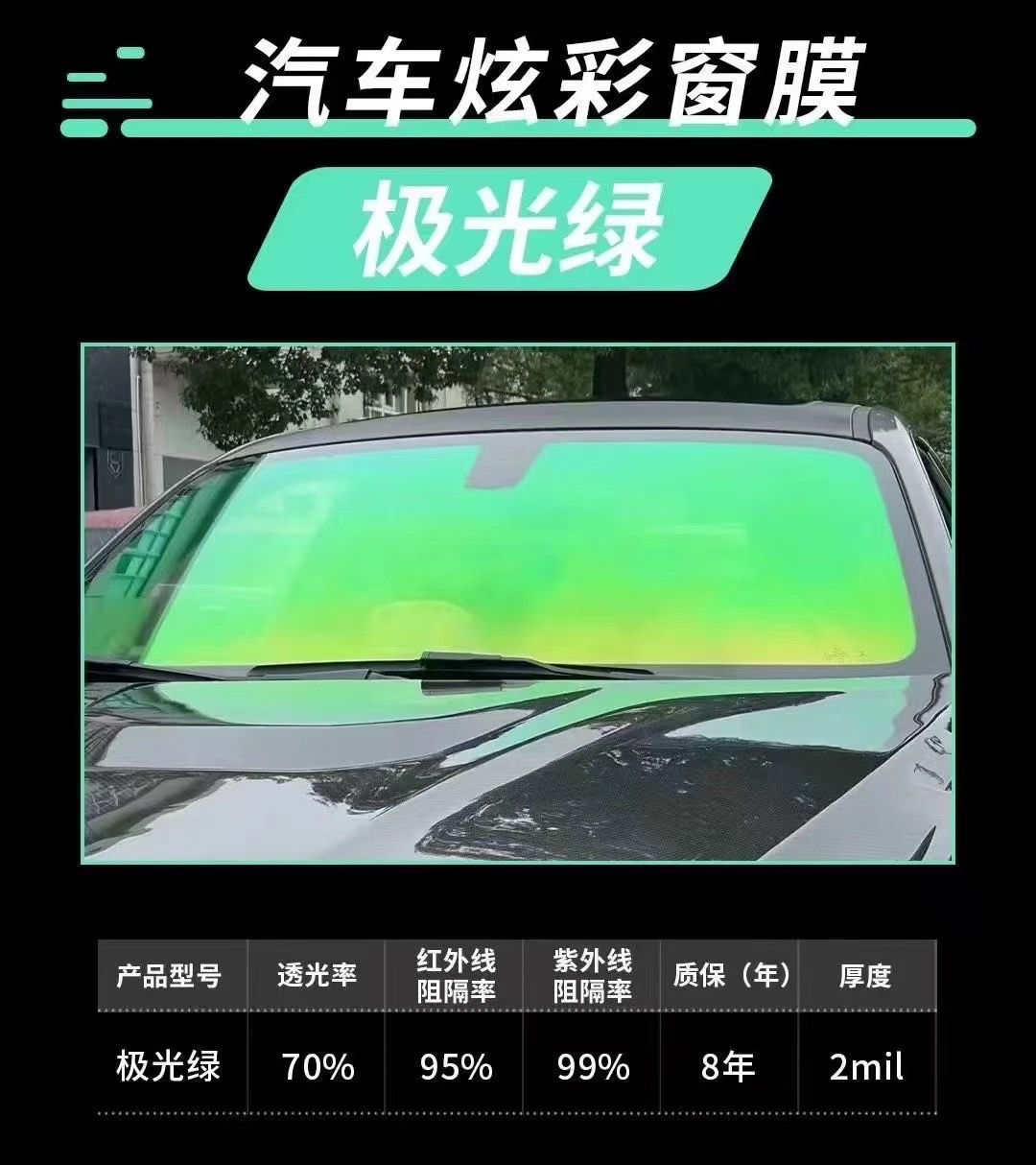 Factory wholesale of colorful car window tint film, including imperial purple, blue, and enchanting glass explosion-proof and sun protection films, sold in full rolls