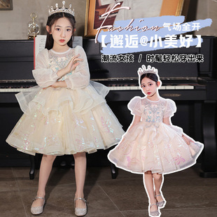 Girls' Dress 2025 New Style Light Luxury High-end Piano Performance Dress Little Girl dress Children's Birthday Princess Dress