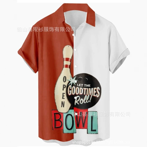 2026 cross-border best-selling short shirt 2D3D printed new foreign trade button-down short shirt American style men's direct from manufacturer