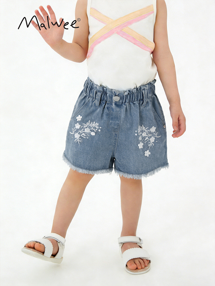 Malwee transfronterizo ropa de verano jeans de niñas nuevos jeans europeos y estadounidenses para niños pequeños y medianos lindos pantalones de niña image 1