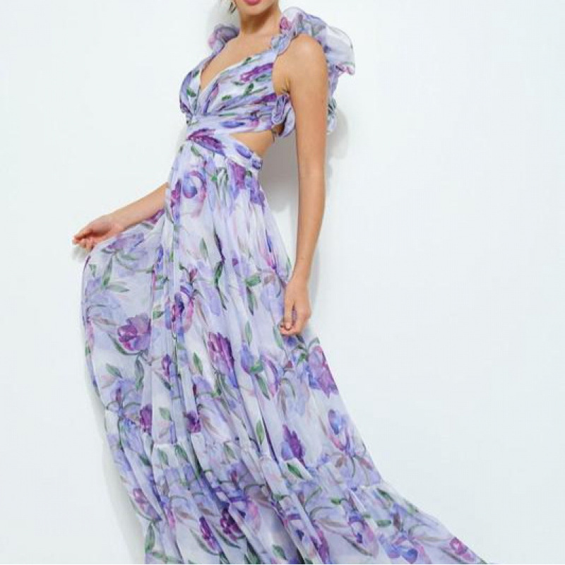 New European and American women's fashion: printed cotton long dress with spaghetti straps New European and American women's fashion: printed cotton long dress with spaghetti straps