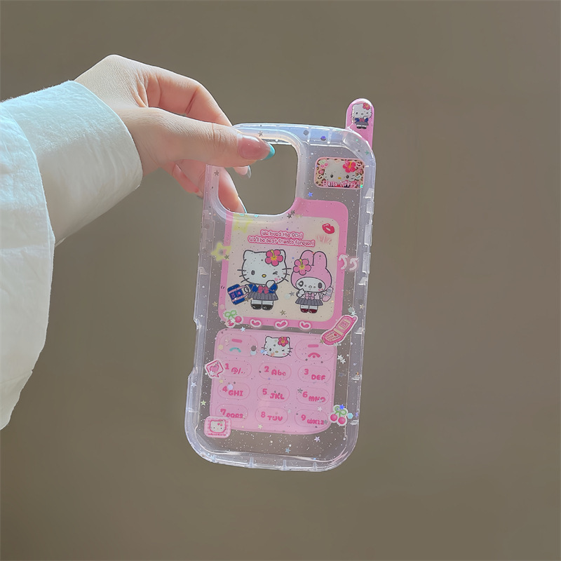グリッター KT メロディー iPhone16promax Apple 15 ビッグブラザー携帯電話ケース 14 小さな新鮮な 13 女性に適しています|undefined