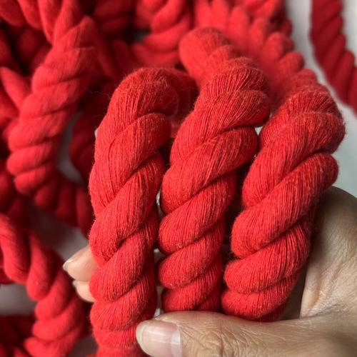 20mm red cotton rope, colored rose red cotton thread braided with 2 cm Chinese knot braided rope, 4-knot rope