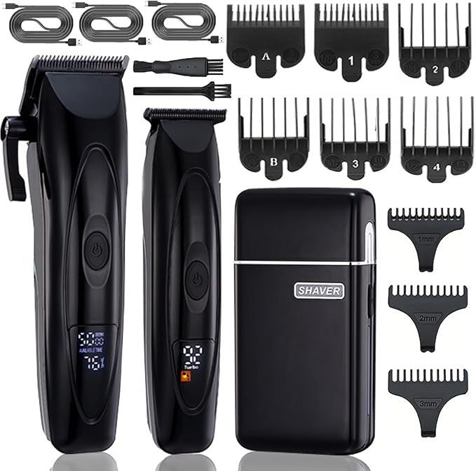 Professional Men's Hair Clipper Cordless Foil Shaver Haircutting Kit Rechargeable Trimmer