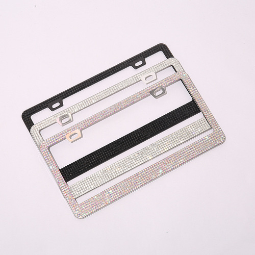 Cross-border car US-style license plate frame with crystal diamond inlay license plate holder stainless steel license plate frame accessories wholesale