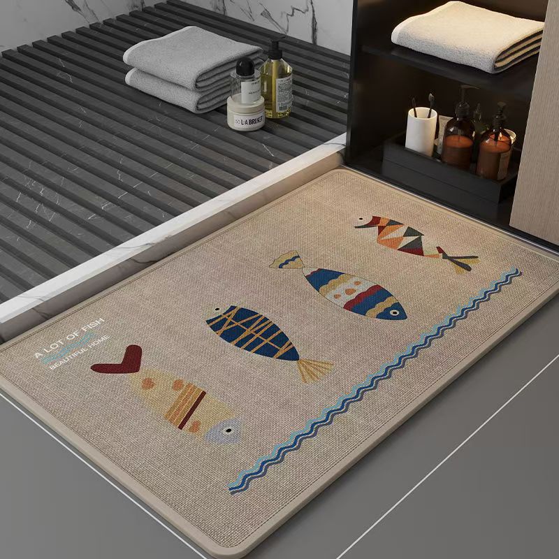 Alfombra de lino de baño alfombra de agua de absorción de agua de baño alfombra antideslizante en la puerta del baño alfombra de secado rápido