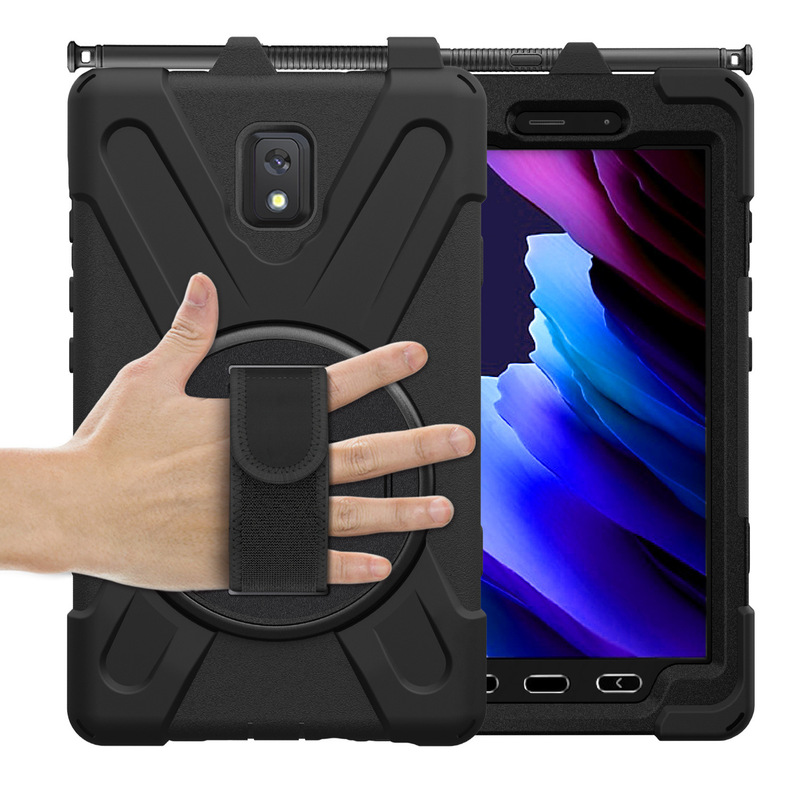 Suitable for Samsung T570 Tab Active 3 Protective Case 8inch T575 Rotating Hand Strap Holder Silicone Case