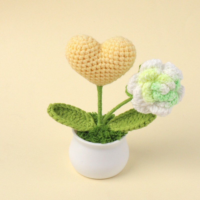 完成したウールひまわり鉢植えスズラン造花チューリップデスクトップ装飾品バレンタインデー教師クラスメートギフト|undefined