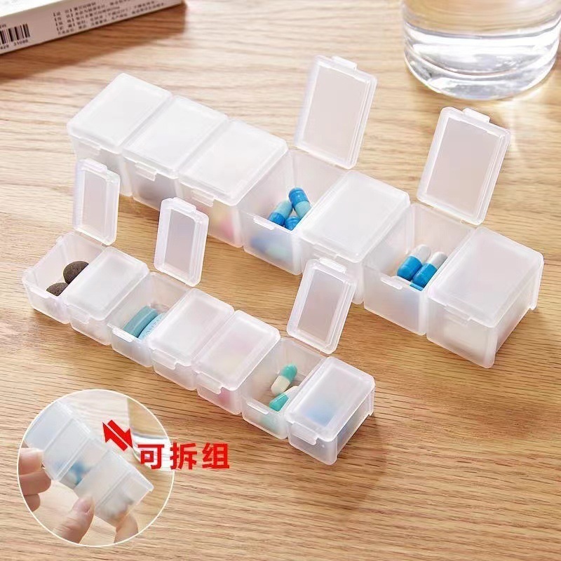 旅行用ミニ調剤ピルボックス、ポータブル密封ピルボックス、小型ピルボックス、プラスチック製の取り外し可能な7コンパートメントピル収納ボックス|undefined