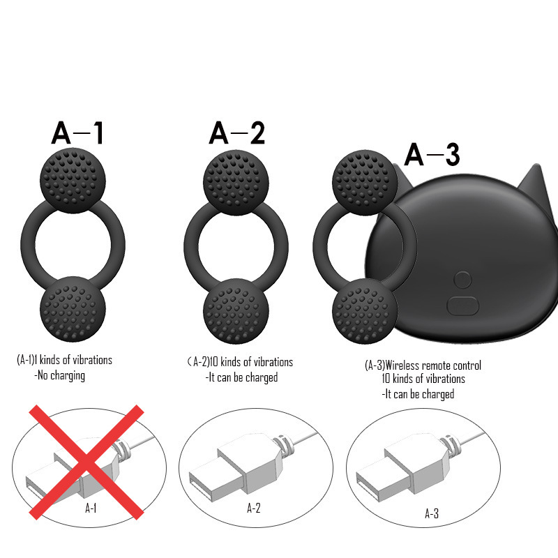 Rechargeable Vibrating Cock Ring, 10 Vibration Modes, USB-C Charging, Silicone — detail image 5