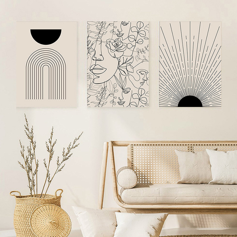 Amazon abstract line painting core decorative painting wholesale living room frameless painting poster sofa background wall canvas hanging painting