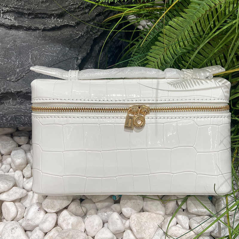 New Style Gold Button Stone Pattern Lunch Box Bag Genuine Leather One-shoulder Crossbody Handbag Women's Niche Light Luxury Stone Pattern Bag New Style Gold Button Stone Pattern Lunch Box Bag Genuine Leather One-shoulder Crossbody Handbag Women's Niche Light Luxury Stone Pattern Bag