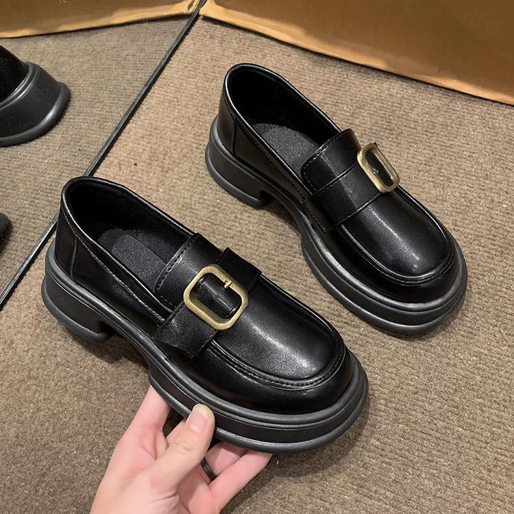 Footwear English style platform for leather shoes, universal suitable with a skirt, shoes, British style, 2023 collection, autumn