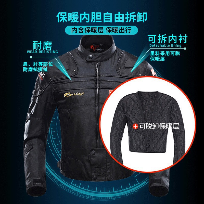 Traje de Motociclismo Duhuan, Anti-caídas, Cortavientos, Impermeable, Cálido, Traje de Carreras Todoterreno, Traje de Motociclismo para Hombre, para Todas las Estaciones
