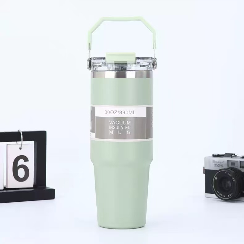 東南アジアアメリカンスタイル 20oz30oz カーカップポータブルシングルおよびダブルドリンク透明カバーアイスバ 304 ステンレス鋼魔法瓶カップ|undefined