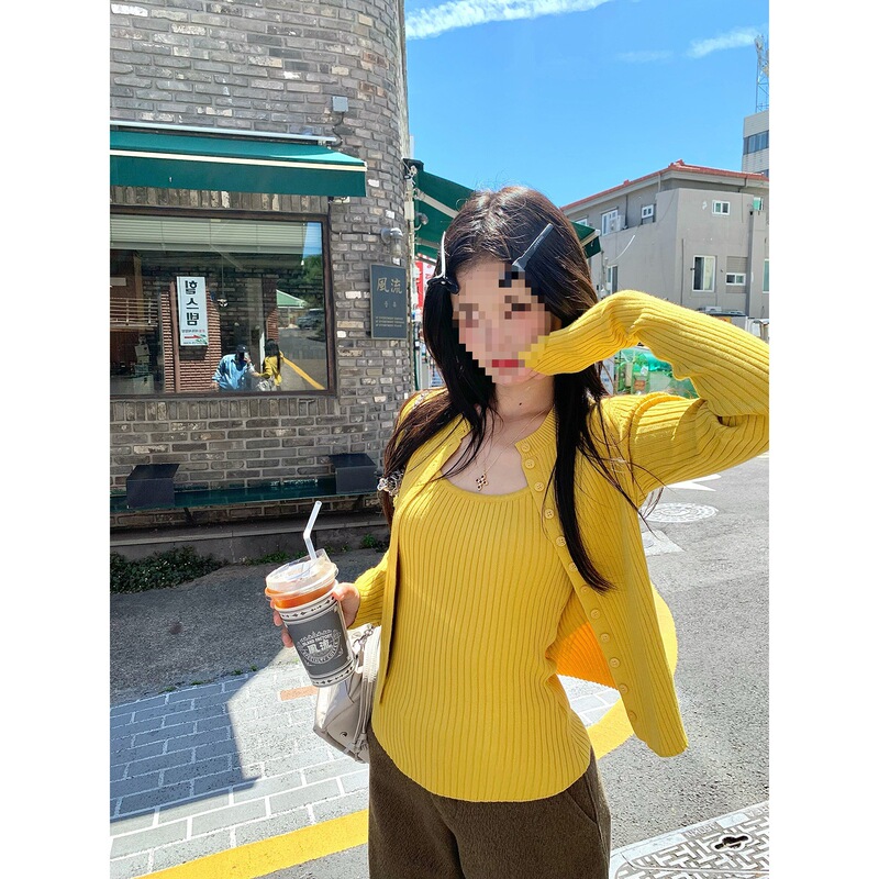 小仙倪子韩系纯欲针织吊带开衫女秋季新款百搭显瘦背心上衣两件套|undefined