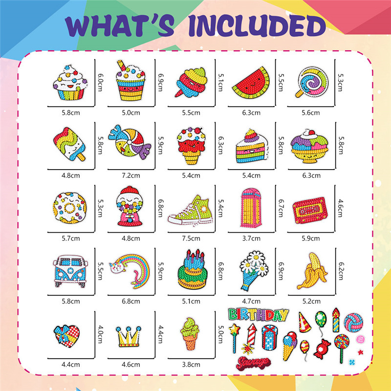 Pintura de Diamantes con Diseño de Arcoíris de Dibujos Animados, Pegatinas Aleatorias para Pared de Ladrillos, Pegatinas Redondas de PVC para Niños