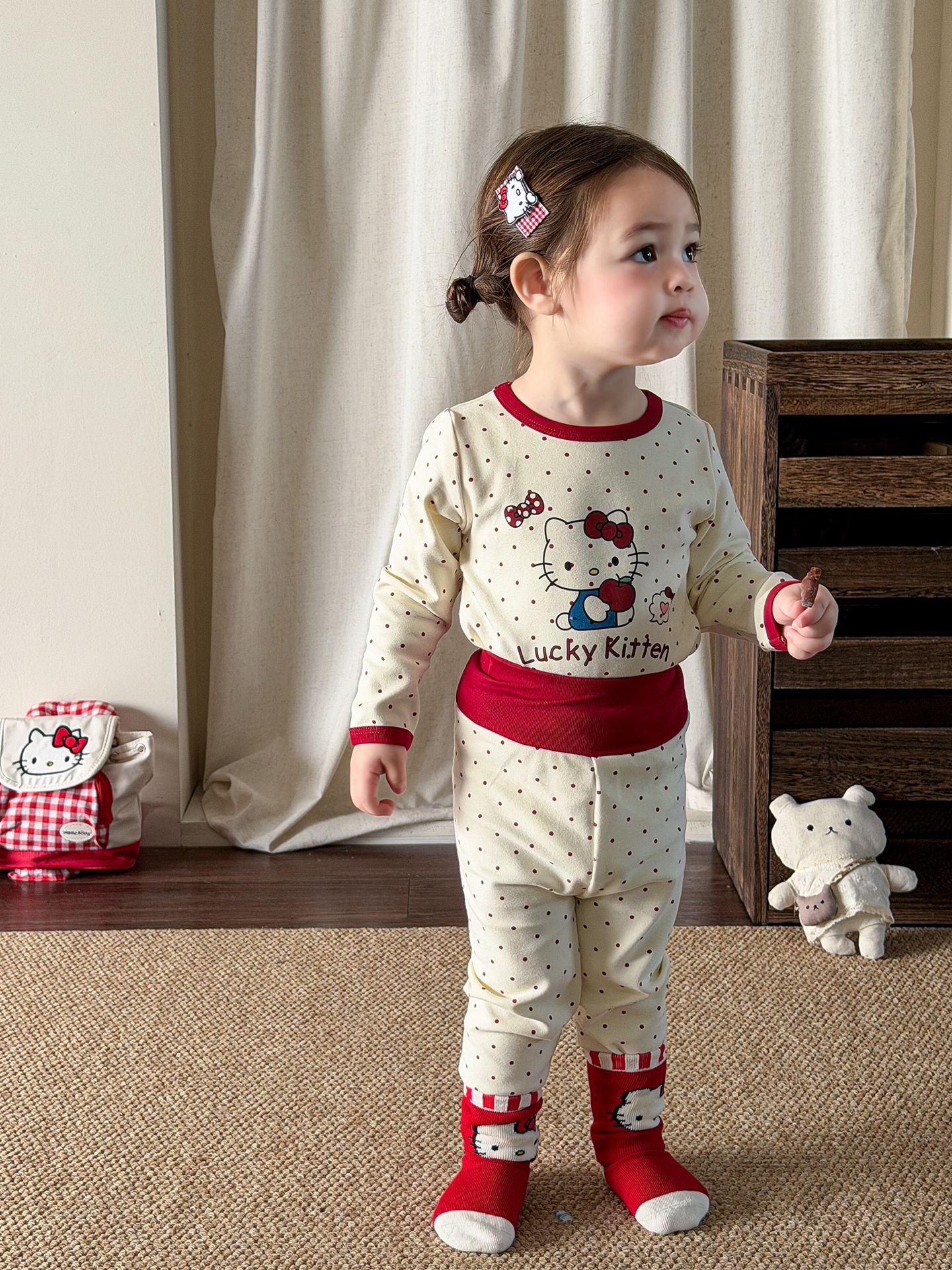 Sugar Pear ropa infantil pijama infantil invierno 2025 nuevo estilo exterior ropa doméstica de niña ropa de bebé de niña