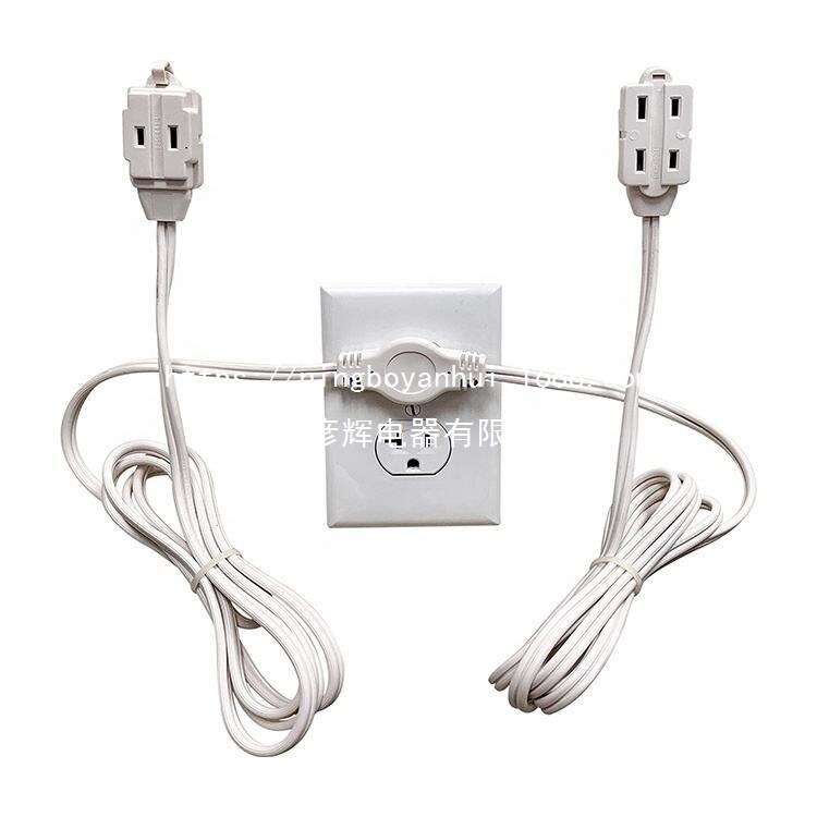 12ft American Standard Dual Extension Cord Flat Plug 1-to-2 Power Cord Split Device Socket Power Strip Polarized Socket