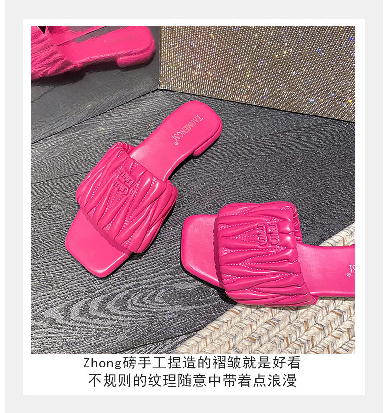 Dép lê nữ mùi vuông đế bằng chống trơn thoải mái đi ngoài trời — Màu Đen (không có chữ cái), Pink (không có chữ cái), Trắng sữa (không có chữ cái), Xanh sữa (không có chữ cái) chi tiết 40