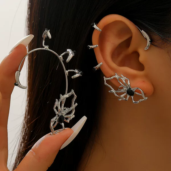 Cross-Border Spider Ear Hook Piercing Ear Bone Clip Halloween Dark Niche High-End Sexy Cool Style Punk Earrings