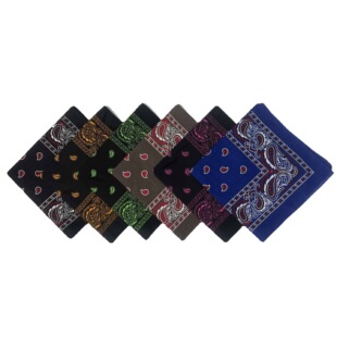 New cashew flower scarf black background melon seeds flower Harajuku contrast color amoeba hip hop multi-purpose square scarf factory direct sales