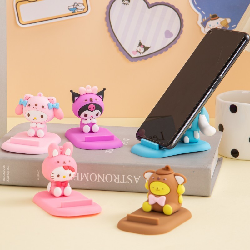Cute Sanrio cartoon phone stand, desktop creative figurine ornament, convenient lazy stand for binge-watching shows