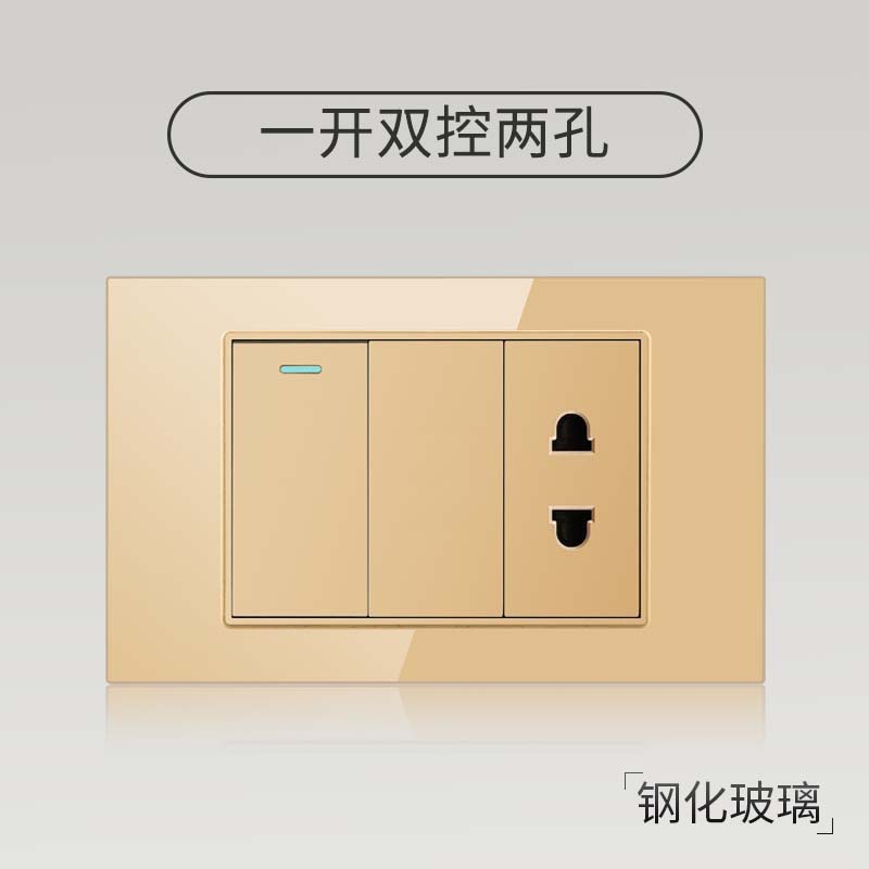 Taiwán estilo americano USB tipo-C interruptor de vidrio temperado dorado 118 tipo panel de toma de corriente de pared mexicana