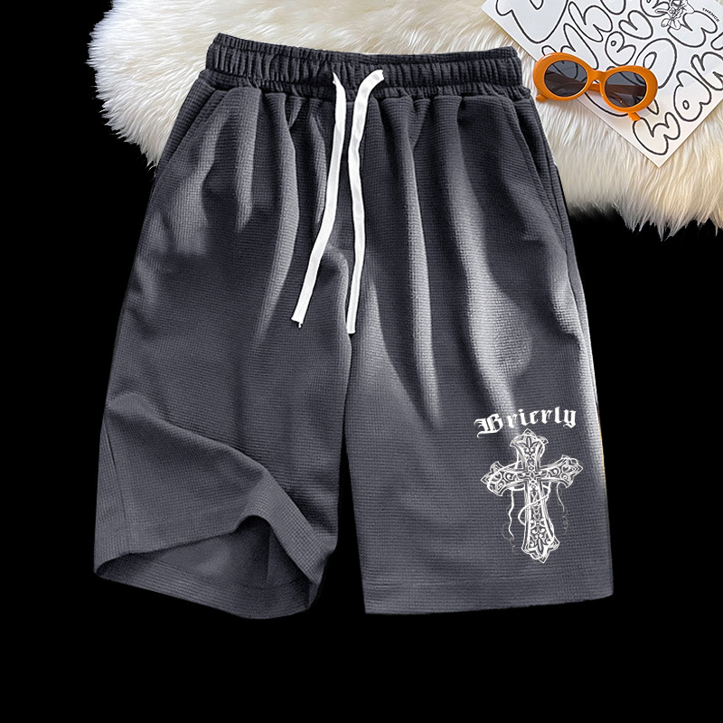 Venta directa de fábrica verano waffle casual shorts hombres verano suelto deportes pantalones hombres Moda pantalones cortos