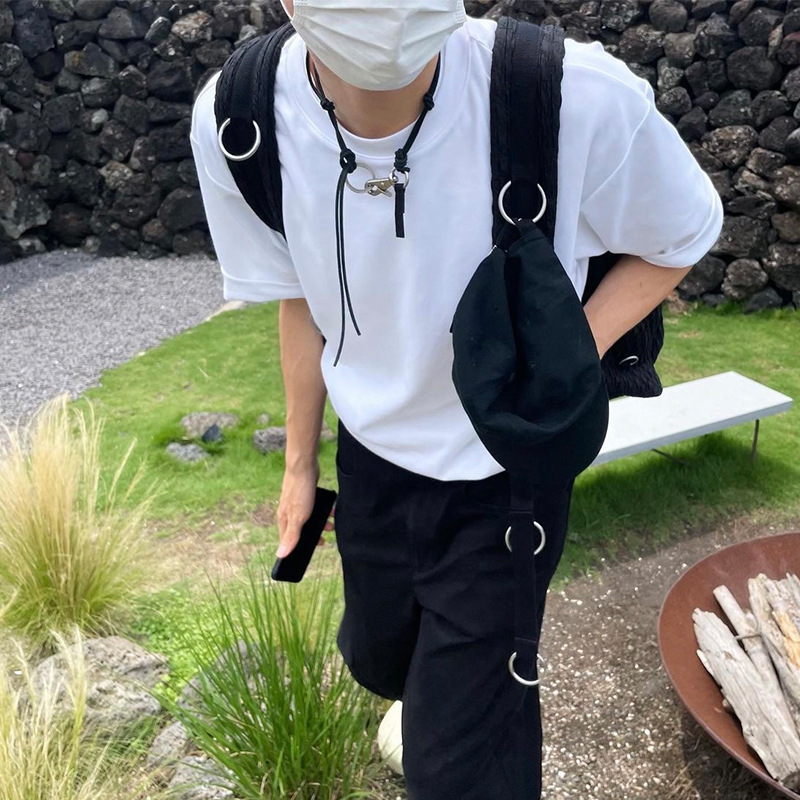 Ou2 leg22ay kiko 스타일 키 체인 로프 링 간단한 남성과 여성의 블랙 목걸이 쥬얼리